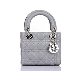 mini lady dior lambskin leather bag 6321 grey with silver hardware - Click Image to Close